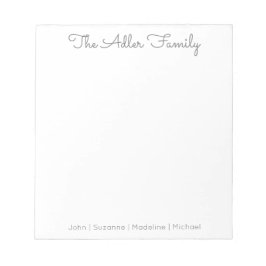 Bloc de notas de la familia gris de script simple