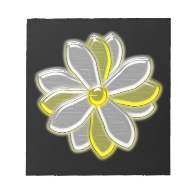 Bloc de notas de la flor de margarita brillante (Frente)