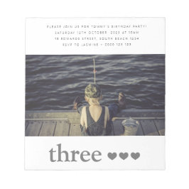 Bloc de notas de la invitación a la foto del cumpl