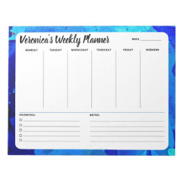 Bloc de notas de la lista de color azul resumen se