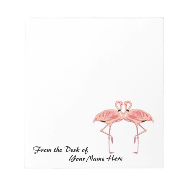Bloc De Notas De la mesa de flamencos rosados personalizados (Frente)