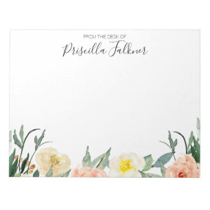 Bloc De Notas De La Mesa De Las Flores De Acuarela De Coral Mode