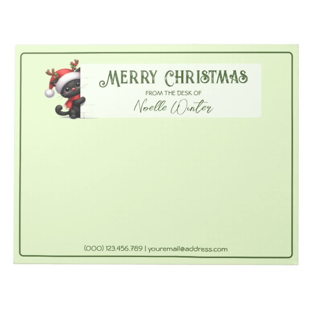 Bloc De Notas De La Mesa De - Merry Christmas Cat Notepad (Frente)