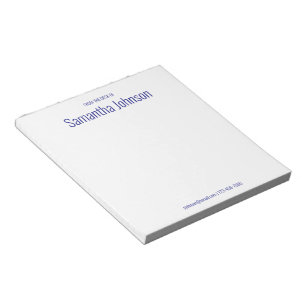 Bloc De Notas De la Mesa de Su Nombre Azul y Blanco