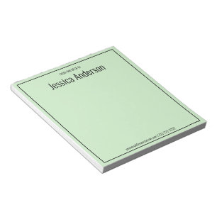 Bloc De Notas De la Mesa de Su Nombre Texto Negro Verde Claro