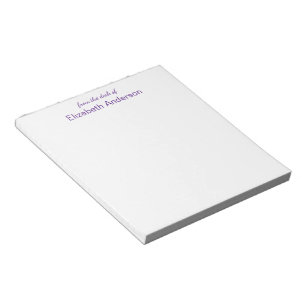 Bloc De Notas De la mesa de White and Purple Name Template