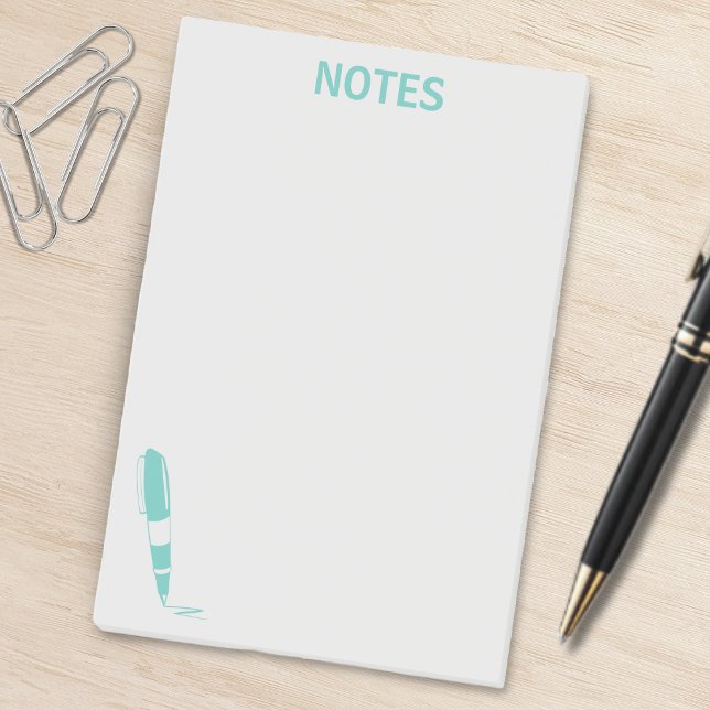 Bloc de notas de la pluma de tinta azul y gris par (light blue and grey stick notes with ink pen)