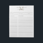 Bloc De Notas De la receta de la Cocina del Monograma Dorado<br><div class="desc">Elegante Moderno Estilo Personalizado De La Cocina De La Cocina Del Monograma De Oro Nombre De Guión Ficha Notepad</div>