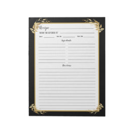 Bloc de notas de la receta de oro negro