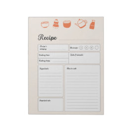 Bloc de notas de las páginas de recetas básicas pe