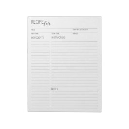 Bloc de notas de las páginas de recetas limpias y 