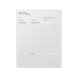 Bloc de notas de las páginas de recetas limpias y