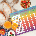 Bloc de notas de lista de comprobación de rutina D<br><div class="desc">Personalizar con la rutina matutina de su hijo. Borra el gradiente para elegir un color de fondo que se ajuste a tu gusto. Para los niños, se puede usar pegatinas estrellas para marcar cada círculo a medida que se acostumbren a su rutina matutina. Negrita todos los textos de mayúsculas son...</div>