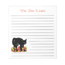 Bloc de notas de lista de tareas de gato negro
