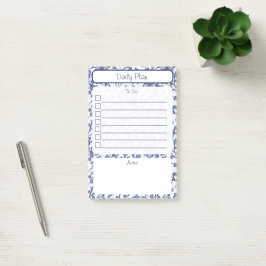 Bloc de notas de lista de tareas florales azules v