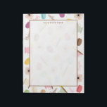 Bloc de notas de los anémones y las maquillas de l<br><div class="desc">Un bloc de notas con una impresión de tazas de té,  macarones franceses y flores anémonas con texto "Bonjour".</div>
