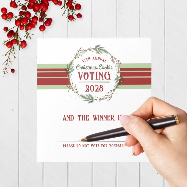 Bloc de notas de los concursos de vacaciones anual (Holiday Contest Voting Notepad Pack of 40 for Christmas Cookie, Ugly Sweater and Baking Competitions)