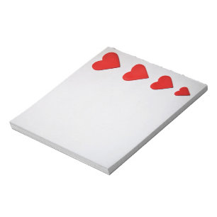 Bloc de notas de los corazones rojos