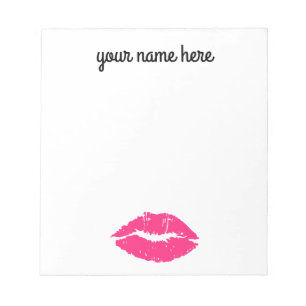 Bloc de notas de los labios rosas personalizados