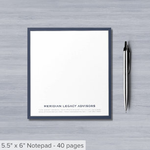 Bloc de notas de los negocios azul y gris de la ma