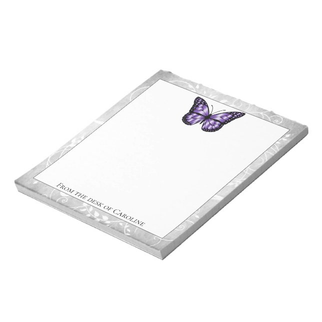 Bloc de notas de mariposa púrpura brillante (Lado Izquierdo)