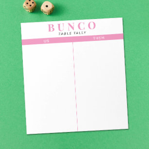 Bloc de notas de mesa simple de Bunco rosa y blanc