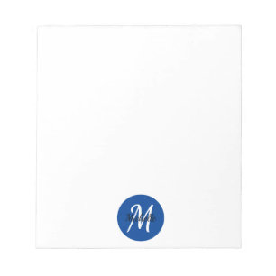Bloc de notas de moda azul sencillo monograma clás