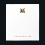 Bloc de notas de Monograma Blanco y Oro para profe<br><div class="desc">Aumente su experiencia de toma de notas con este lujoso y sólido bloc de notas blanco con un impresionante diseño de monograma dorado. Perfecto para planificadores inmobiliarios, planificadores financieros y otros profesionales de negocios, este bloc de notas está hecho de papel de alta calidad y presenta un diseño elegante y...</div>