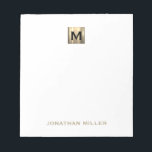 Bloc de notas de Monograma Blanco y Oro para profe<br><div class="desc">Aumente su experiencia de toma de notas con este lujoso y sólido bloc de notas blanco con un impresionante diseño de monograma dorado. Perfecto para planificadores inmobiliarios, planificadores financieros y otros profesionales de negocios, este bloc de notas está hecho de papel de alta calidad y presenta un diseño elegante y...</div>