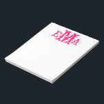 Bloc de notas de monograma personalizado de Moda d<br><div class="desc">Diseño de monograma personalizado de Moda gruesa en rosa y blanco</div>