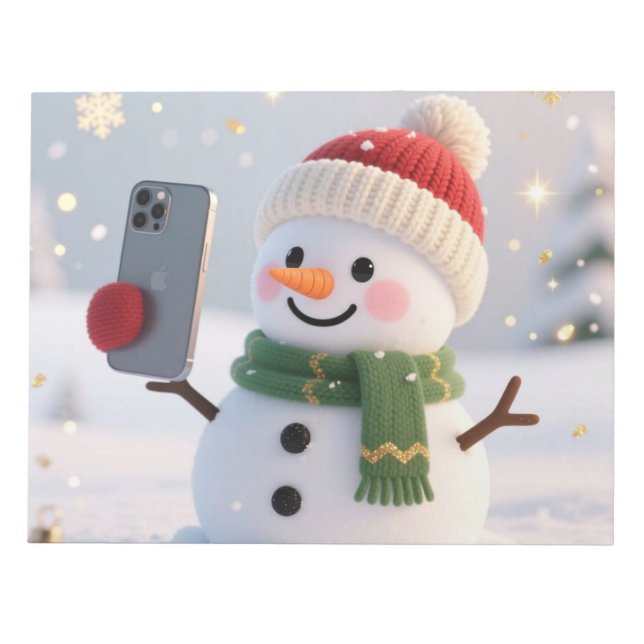 Bloc de notas de Navidad con selfie de muñeco de n (Frente)