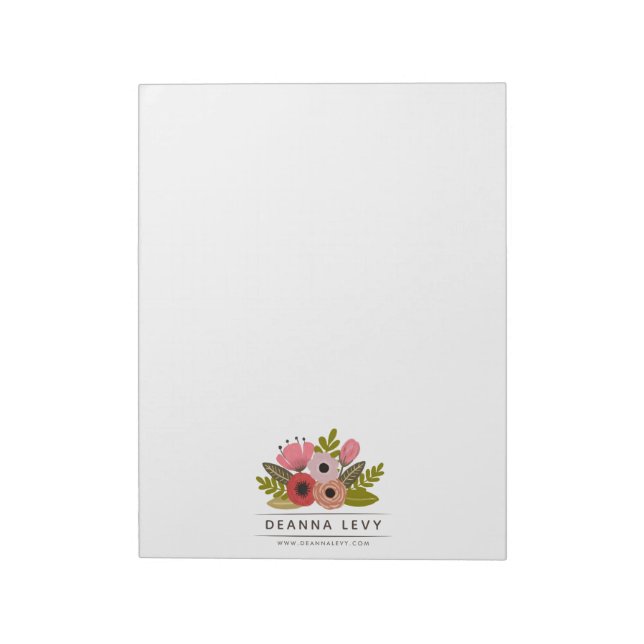 Bloc de notas de negocios personalizado de Floral  (Lado Izquierdo)