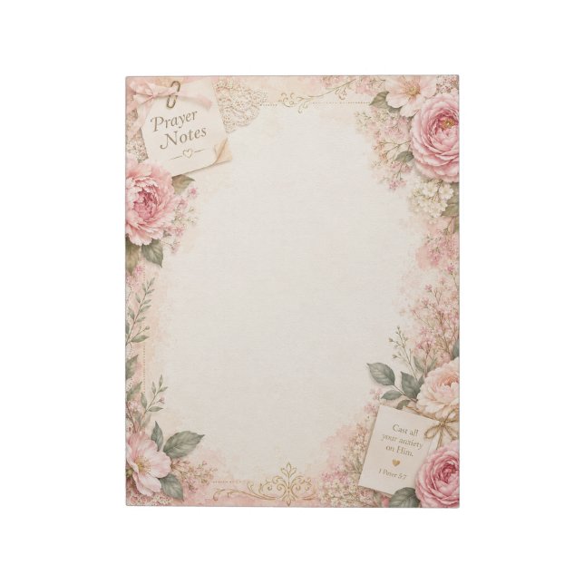 Bloc de notas de oraciones florales rosadas (Lado Izquierdo)