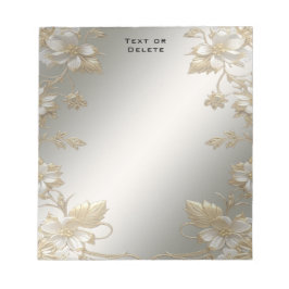Bloc de notas de oro blanco floral