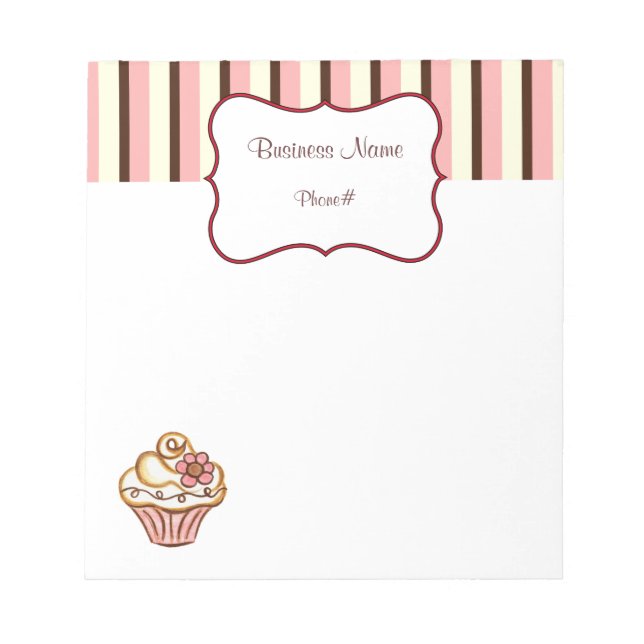 Bloc de notas de panadería de cupcakes (Frente)