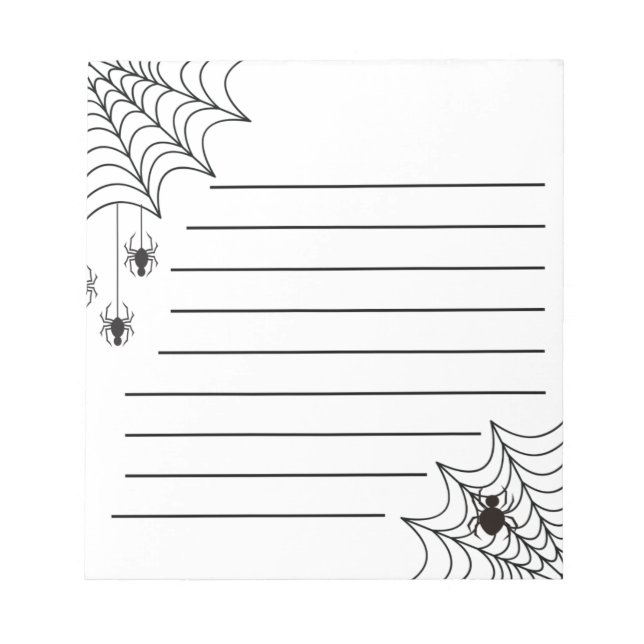 Bloc de notas de papel rayado con telaraña espeluz (Frente)
