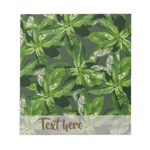 Bloc de notas de patrón de planta de basil