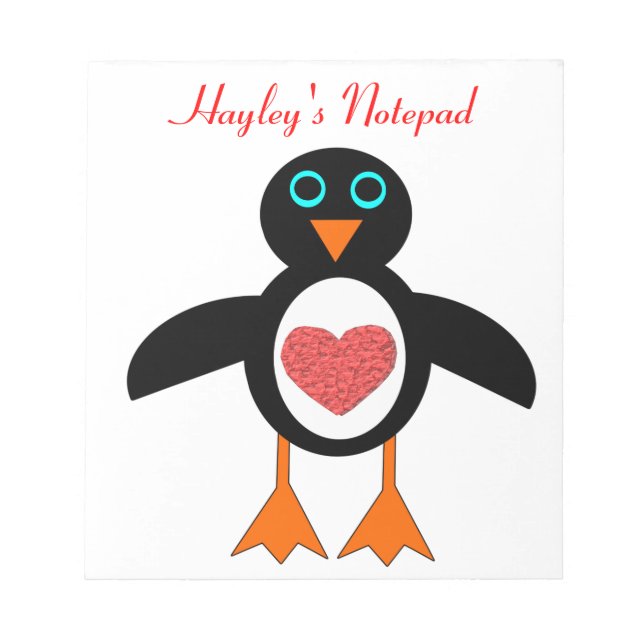 Bloc de notas de Personalizable de Pingüino Cute L (Frente)