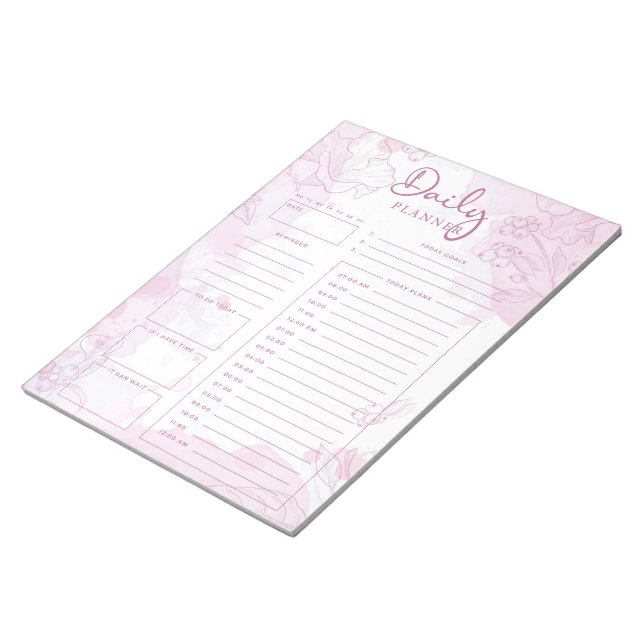 Bloc de notas de Pink Watercolor Daily Planner (Lado Derecho)