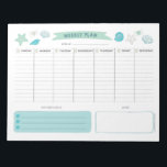 Bloc de notas de planeador semanal de oceános<br><div class="desc">Este planificador semanal tiene espacio para escribir sus tareas pendientes de lunes a viernes,  y un lugar para anotar sus objetivos y notas semanales. Cuenta con un bonito diseño de temática oceánica. ¡También puedes usar esto como lista de compras o para la escuela!</div>