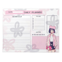 Bloc de notas de planificador de anime Chica rosa