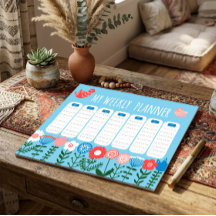 Bloc de notas de planificador semanal floral
