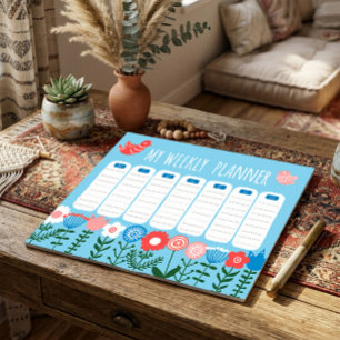 Bloc de notas de planificador semanal floral