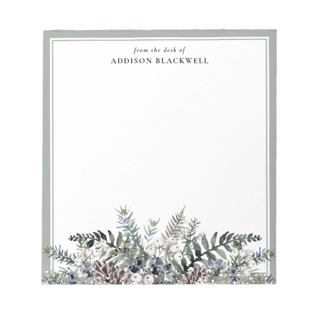 Bloc de notas de plantilla de nombre de invierno b (Frente)