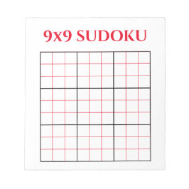 Bloc de notas de plantilla de sudoku rojo simple 9