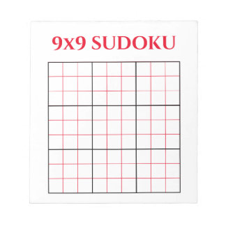 Bloc de notas de plantilla de sudoku rojo simple 9