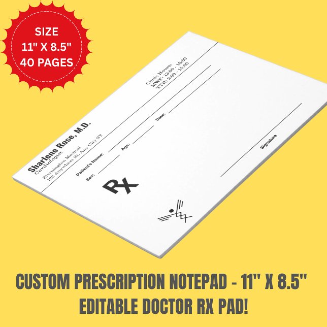 Bloc de notas de prescripción de Personalizado min (Custom Prescription Notepad – Editable Doctor RX)