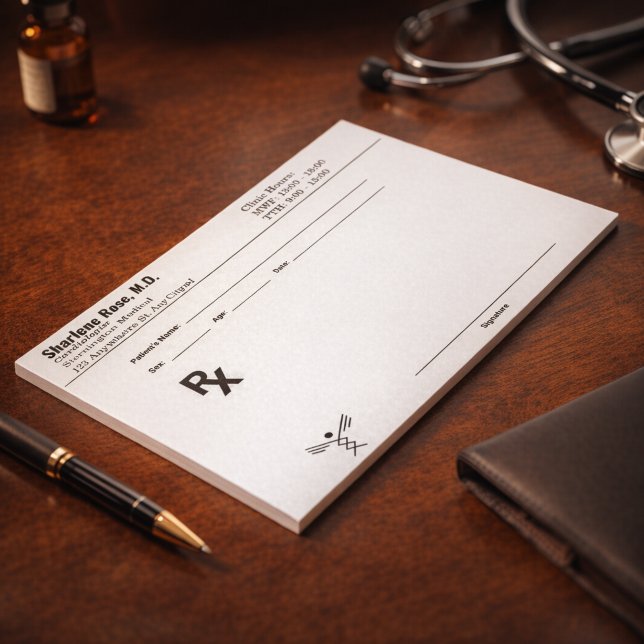 Bloc de notas de prescripción personalizada – RX d (Custom Prescription Notepad – Editable Doctor RX Pad!)