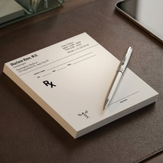 Bloc de notas de prescripción personalizada – RX d (Custom Prescription Notepad – Editable Doctor RX Pad!)