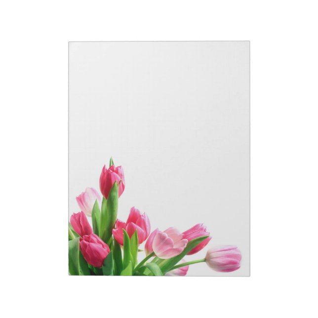 Bloc de notas de ramo de tulipanes rosados (Lado Izquierdo)